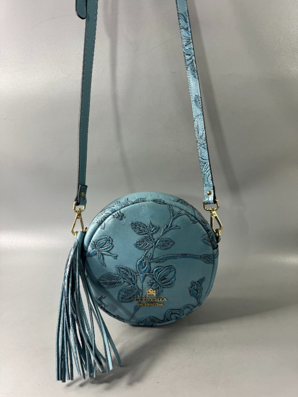 Cuoieria Fiorentina Mimi round backpack, light blue